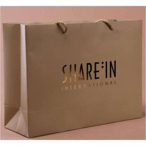 ถุงกระดาษอาร์ตฟอยล์สีทองเคลือบด้านที่มีโลโก้ของตัวเอง