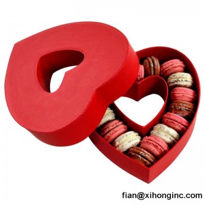 กล่องกระดาษแข็งช็อคโกแลตพิมพ์รูปหัวใจหรูหราแบบใหม่