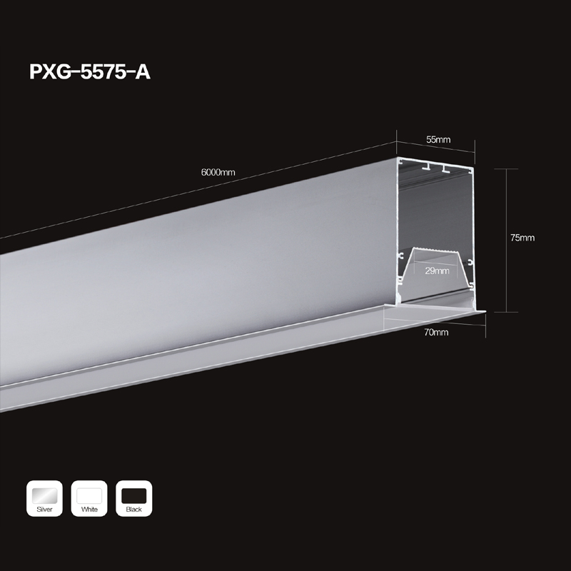 6063 อลูมิเนียมรายละเอียดแถบ LED อลูมิเนียมที่มีคลิปยึดฝาท้าย