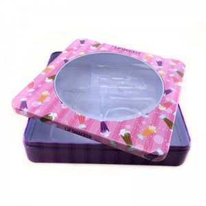 กล่องดีบุกเครื่องสำอางสี่เหลี่ยมเล็ก ๆ สำหรับลิปกลอสพร้อมหน้าต่าง PVC