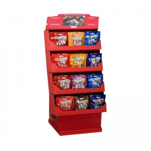 นวัตกรรม Backlit 3 ชั้นวางของ / กระดาษแข็งยืนแสดงพื้นสำหรับชั้นวางคุกกี้ / ขนมปังกรอบ / ขนมปัง / ช็อคโกแลต