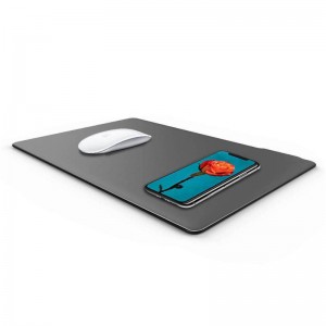 KPS-HBQ22 2in1 กำหนดเอง QI 5W คุณภาพสูงหนังแผ่นรองเมาส์บางชาร์จไร้สาย