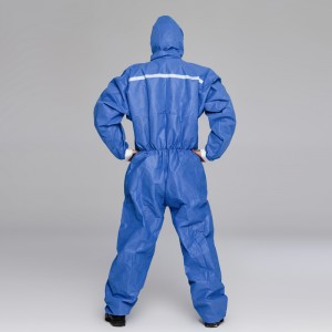 Type 5/6 SMS Coverall SMS Polypropylene Coveralls สีขาวที่ใช้แล้วทิ้ง