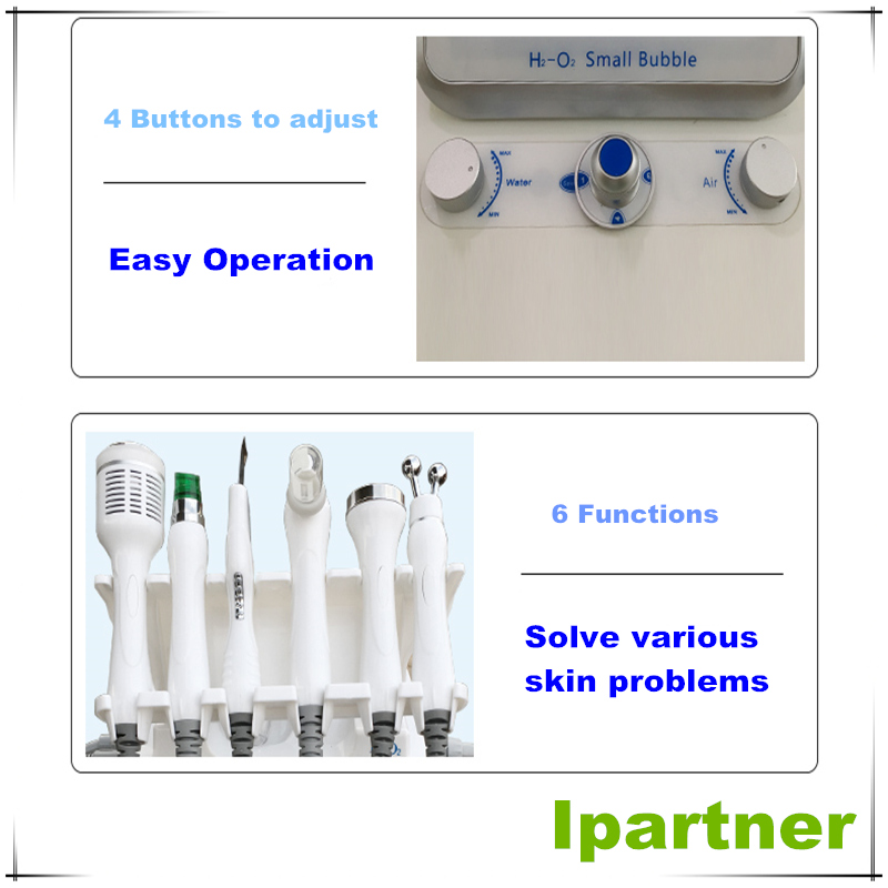 Ipartner Hydrogen Oxygen ฟองสบู่ขนาดเล็ก hydrofacial 6 in 1 เครื่องทำความสะอาดผิว