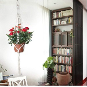 เชือกฝ้ายที่ทำด้วยมือพืชแขวนสำหรับของขวัญกระถางกลมและสี่เหลี่ยม (ไม่รวมหม้อ)