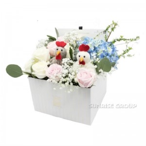 หรูหราที่กำหนดเองการพิมพ์บรรจุภัณฑ์กระดาษเนื้อของขวัญสแควร์กล่องดอกไม้