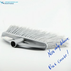 หัวไม้กวาดพลาสติก Akbrand ที่มีแปรงที่เรียบง่ายและขนแปรงยาวสีเทา