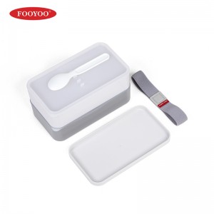 2 ชั้นพลาสติกแบบพกพาวางซ้อนกันได้อาหารเตรียมภาชนะเบนโตะกล่องอาหารกลางวันสำหรับเด็ก