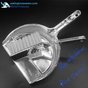 Akbrand ครึ่งวงกลมที่โกยผงแปรงไม้กวาดพร้อมด้ามยาวสีเงินเคลือบ