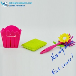 ชุดแปรงสำหรับทำความสะอาดห้องครัว Akbrand พร้อมถังดูดและฟองน้ำขัดถู