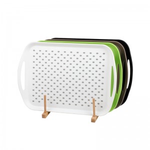 PP พลาสติกสี่เหลี่ยมผืนผ้าอาหารจานด่วนถาดสีดำ