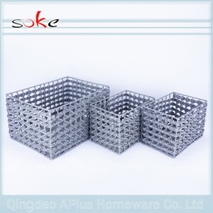 ตะกร้าเก็บหวายสานมือหวายเทียม