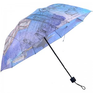 กระเป๋าช้อปปิ้งพิมพ์ดิจิตอล 3 ร่มพับสำหรับเดินทาง