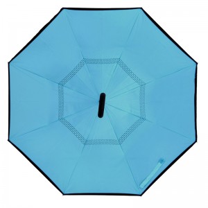 ร่มสองชั้นพิมพ์แบบกำหนดเองจัดการคว่ำร่มฝนตก