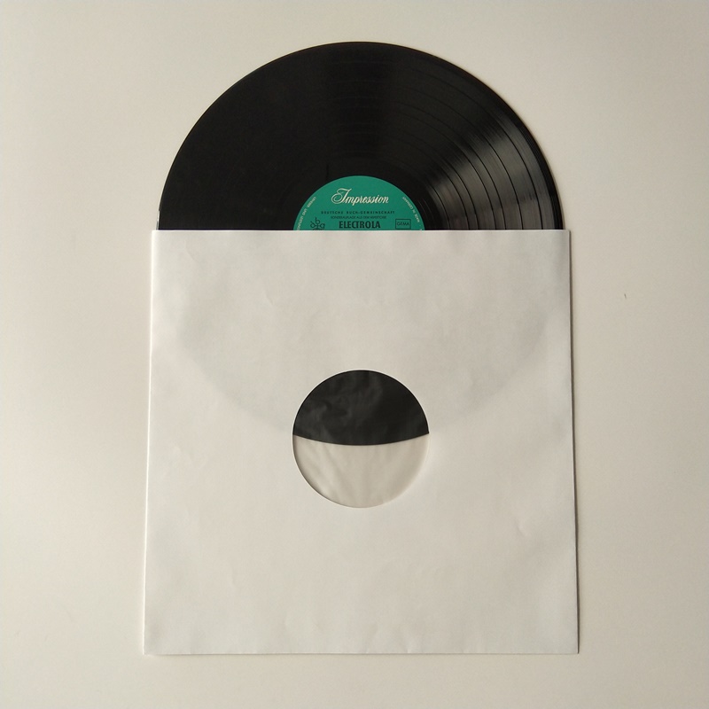 33RPM บันทึกกระดาษคราฟท์สีขาวแขนเสื้อด้านในแบบ Polylined พร้อมรูสำหรับ 12 Vinyl Record