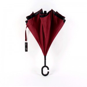 23 นิ้วร่มบริการพิมพ์คว่ำฝนย้อนกลับ windproof ร่มตรงคว่ำ