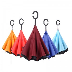 23 นิ้วร่มบริการพิมพ์คว่ำฝนย้อนกลับ windproof ร่มตรงคว่ำ