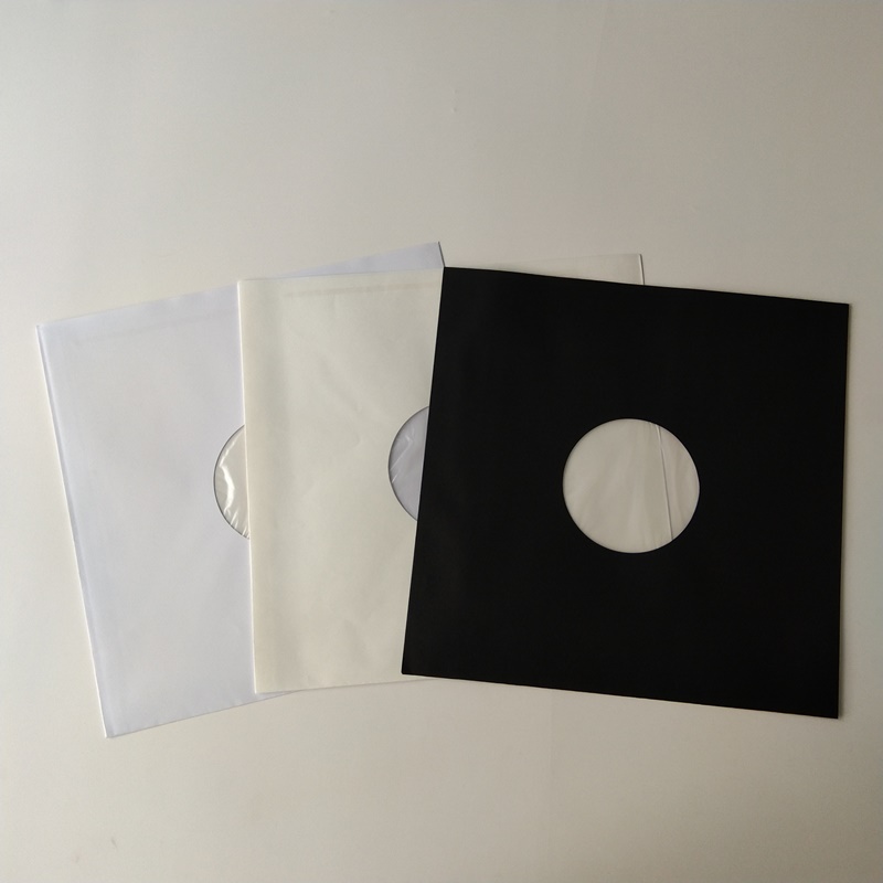 33RPM บันทึกกระดาษสีขาวปลอกด้านในแบบ Polylined พร้อมรูสำหรับ 12 Vinyl Record