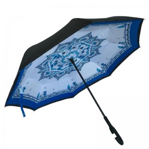 2019 การตลาดของขวัญเปิดอัตโนมัติ manul ใกล้กำหนดพิมพ์พิเศษฝนย้อนกลับ windproof ฤinษีร่ม