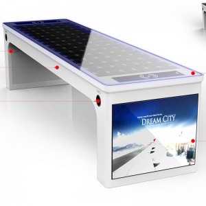 Solar Smart Park Bench พร้อมที่ชาร์จไร้สายและ 4G Wifi เราเตอร์