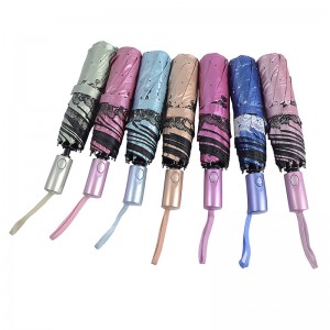 วัสดุพิเศษสีฟ้าเคลือบ UV พับ 3 ชั้นอัตโนมัติเปิดและปิดอัตโนมัติร่ม