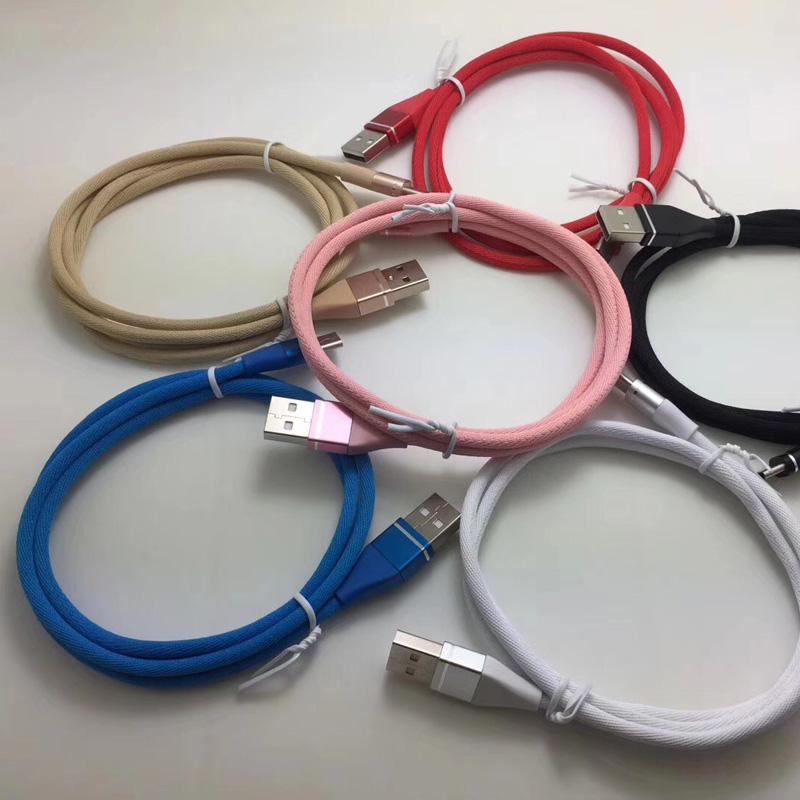 สายเคเบิลข้อมูลแบบถักสีสันชาร์จอย่างรวดเร็วรอบอลูมิเนียมสายเคเบิล USB สำหรับ micro USB, Type C, การชาร์จและเชื่อมต่อฟ้าผ่าของ iPhone