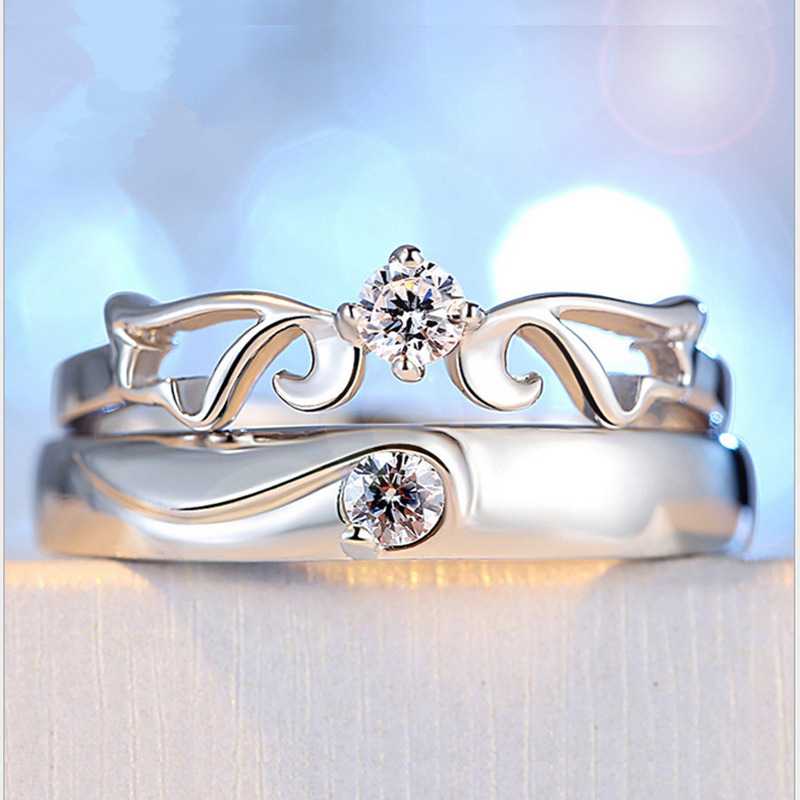 925 เงินสร้างสรรค์เพชรแหวนคู่เปิดคู่แหวนเพื่อแหวนปาก, เครื่องประดับเงินที่ยอดเยี่ยมดาว