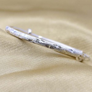 999 สร้อยข้อมือเงินดาวเต็มหญิงสไตล์ที่เรียบง่ายท่อกลมบดสร้อยข้อมือมือ