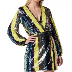 ผลิตภัณฑ์ใหม่สำหรับ V neckline sequin mini mini dress