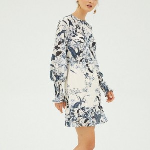 2022 วานิลลาแขนยาวชุดพิมพ์ขนาดเล็กสำหรับสุภาพสตรี