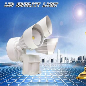 ไฟรักษาความปลอดภัยน้ำท่วมกลางแจ้ง LED พร้อม Motion Sensor, 30W, 3 หัว, สีขาว, แสงเคลื่อนไหว