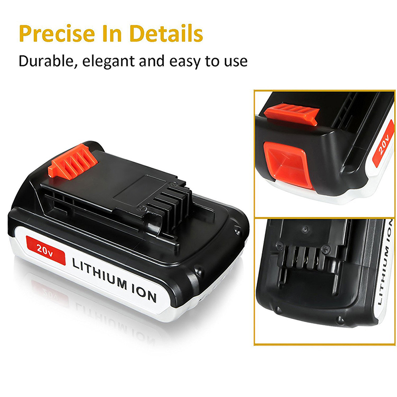 Li-ion 2000 มิลลิแอมป์ชั่วโมง 20 โวลต์เปลี่ยนแบตเตอรี่ไร้สายสำหรับ b Lack u0026 D Ecker LB20, LBX20, LBX4020, LB2X4020 เครื่องมือ