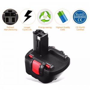 แบตเตอรี่แบบชาร์จ Ni-Mh 14.4V 2000mAh คุณภาพดีสำหรับ Bosch BAT038