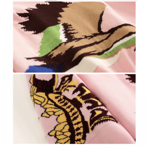 OEM และ ODM โลโก้ที่กำหนดเอง Jacquard Intarsia ป่าห่านการออกแบบแฟชั่นถักผู้หญิงเสื้อกันหนาวเสื้อสวมหัว