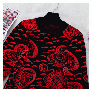 2019 ปั่นฝ้ายโป๊กเกอร์ Jacquard ในสต็อกเสื้อโลโก้ที่กำหนดเองถักเสื้อกันหนาว