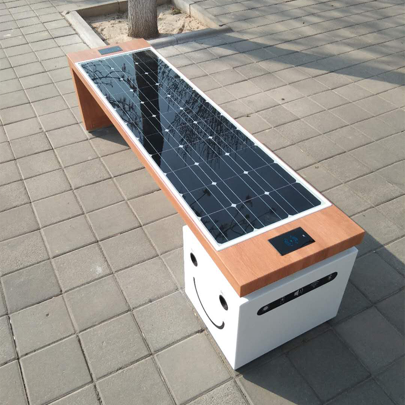 Smart Metal Park Bench เครื่องชาร์จโทรศัพท์พลังงานแสงอาทิตย์และอุปกรณ์โฆษณา