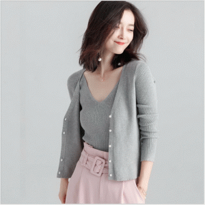 Ladies Fitted ชุดคาร์ดิแกนสองชิ้นและเสื้อกันหนาวเสื้อกั๊ก