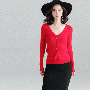 Ladies Fitted ชุดคาร์ดิแกนสองชิ้นและเสื้อกันหนาวเสื้อกั๊ก