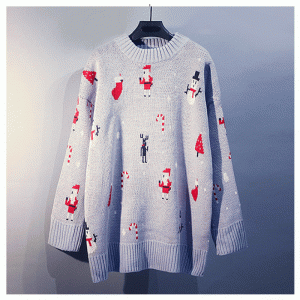 เสื้อกันหนาวป๊อป 2019 หญิงฤดูหนาวเวอร์ชั่นเกาหลีหลวม Bottoming คริสต์มาสสีแดงถักเสื้อกันหนาว