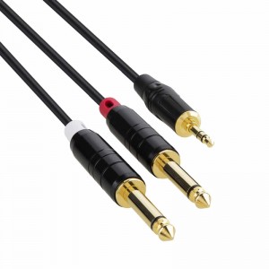3.5 มิลลิเมตร 1/8 \"TRS ถึง 2x6.35 มิลลิเมตร 1/4\" TS Mono Y สายเคเบิลแยกสำหรับ iPhone, iPod, แล็ปท็อป, เครื่องเล่นซีดี, เพาเวอร์แอมป์, เครื่องผสม, ระ...