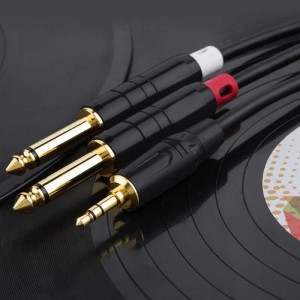 3.5 มิลลิเมตร 1/8 \"TRS ถึง 2x6.35 มิลลิเมตร 1/4\" TS Mono Y สายเคเบิลแยกสำหรับ iPhone, iPod, แล็ปท็อป, เครื่องเล่นซีดี, เพาเวอร์แอมป์, เครื่องผสม, ระ...