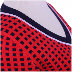 2018 สำนักงานสุภาพสตรีสาวคละสีตาราง Jacquard Twinset เสื้อกันหนาวชุด