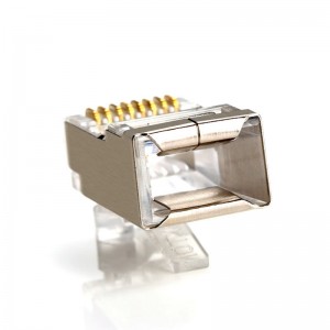 ตัวเชื่อมต่อ RJ45 CAT5E CAT6 ตัวเชื่อมต่ออีเธอร์เน็ต Crimp STP 8P8C แบบแยกส่วนหัวคริสตัลแบบแยกส่วน