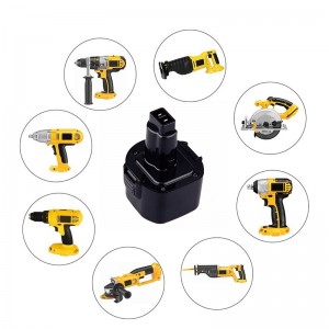 เซลล์แบตเตอรี่แบบชาร์จได้ Ni-Cd 9.6V 1500mAh สำหรับ Dewalt DE9061, DE9062, DW9061