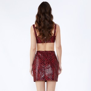 เสือดาวพิมพ์ Halter ผ้าพันแผลเซ็กซี่สั้นผู้หญิงเสื้อผ้าสองชิ้นชุด