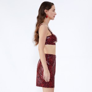 เสือดาวพิมพ์ Halter ผ้าพันแผลเซ็กซี่สั้นผู้หญิงเสื้อผ้าสองชิ้นชุด