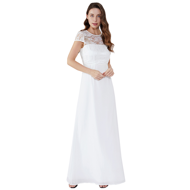 รั่วไหลกลับลูกไม้ตอนเย็น 2019 ยาวผู้หญิงเสื้อผ้าสีขาวชุด Maxi D Ress JCGJ190315079