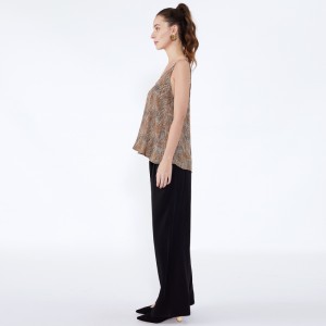 ล่าสุดการออกแบบหลวม Streetwear สุภาพสตรีกางเกงกางเกงเสื้อสีดำ JSDJ2516