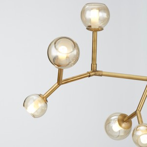 บุคลิกที่เรียบง่ายแก้วเหล็กห้องนั่งเล่นห้องรับประทานอาหารโคมระย้าโรงแรม Km2149