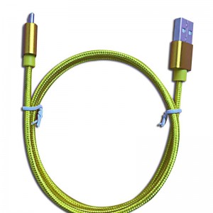 สายเคเบิลดาต้าไนล่อนสีล้วน Type-C